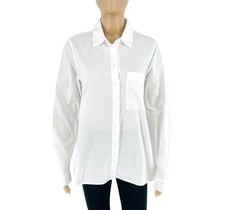 Chemise À Manches Longues En Coton Solide Blanc Pour Femmes Taille S