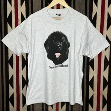 vintage newfoundland dog T-shirt Sz XL 90s Single Stitch Vintage Dog Shirt Grey