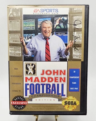 John Madden Football Championship Edition Sega Genesis Blockbuster Gold Box Rare