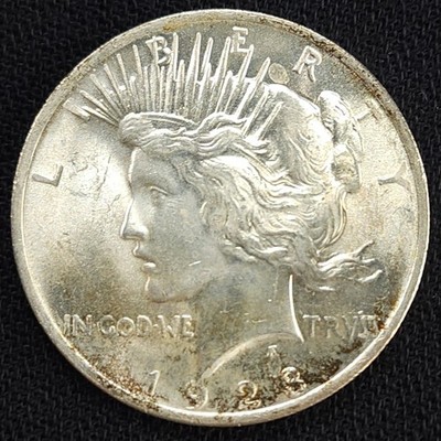 1923 Peace Silver Dollar Uncirculated Gem BU w/ Toning - Vibrant & Frosty Luster