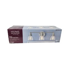Home Decorators Evelyn 3-Light Brushed Nickel Vanity Light 26.75in Clear Glass