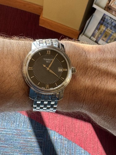 TISSOT BRIDGEPORT QUARTZ BLACK DIAL MENS WATCH T097410A With Bracelet