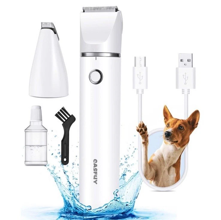 Casfuy Professional Cordless Low Noise Double Blades Pet Clippers & Paw Trimmers