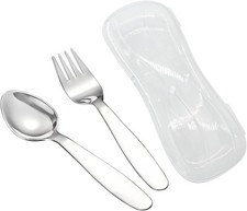 3 Pieces Children Fork Spoon Knife Set with Travel Case for Lunch