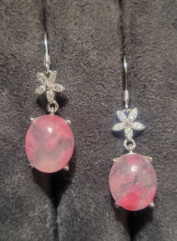 Cherry Flower Sakura Quartz Sterling Silver Drop Earrings