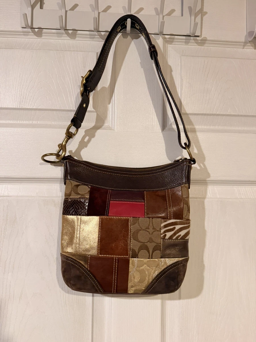 Coach Patchwork Zip Suede Exterior Bags & Handbags for Women for