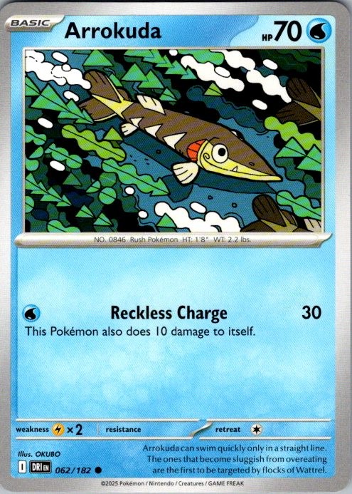 Arrokuda 062/182 Common Destined Rivals Pokemon Near Mint BGC1