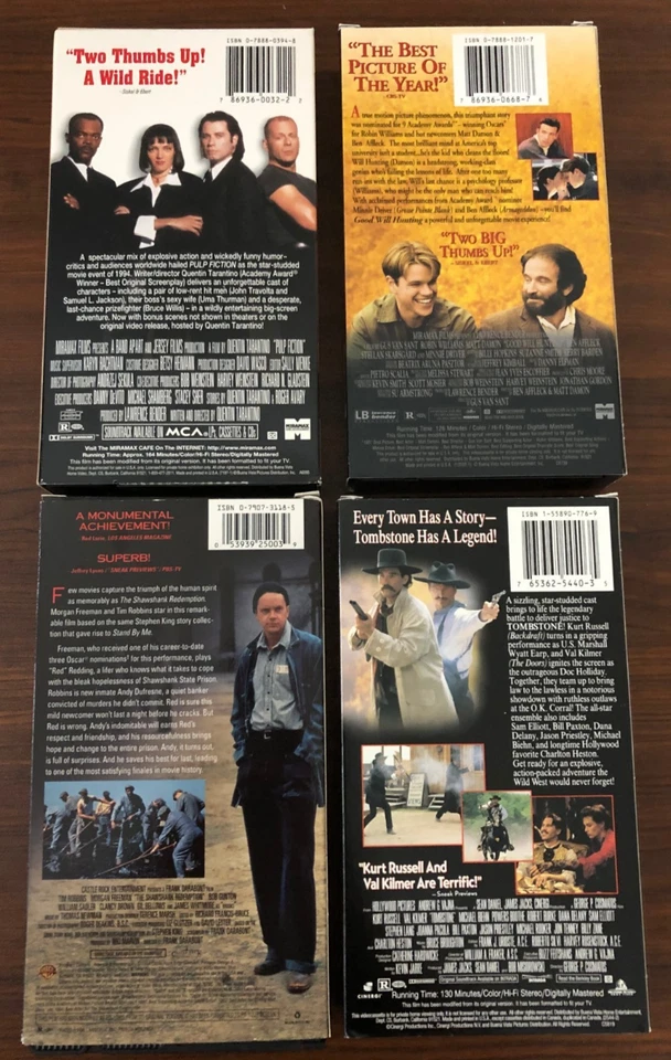 РАСПРОДАЖА!!! Лот из 4 VHS PULP FICTION, GOOD WILL ОХОТА, ШОУШЕНК, НАДГРОБНЫЙ КАМЕНЬ - Изображение 2 из 2