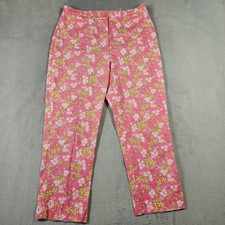 VTG Lilly Pulitzer Cropped Pants Womens 6 Happy Hippos Pink Cotton Lightweight