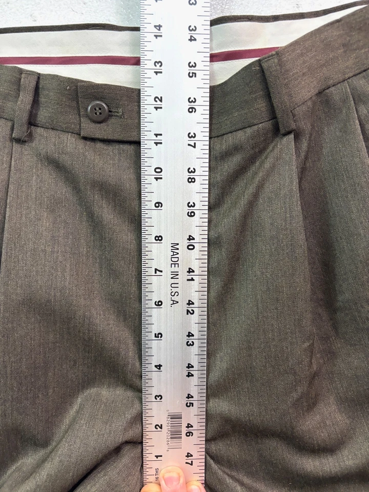 De colección Años 90 Louis Raphael 34x29 100% Lana Worsted Plisada Cintura Alta Puños Verde Foto 3 de 4