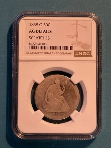 1858 O Seated Liberty Half Dollar - NGC - AG Details