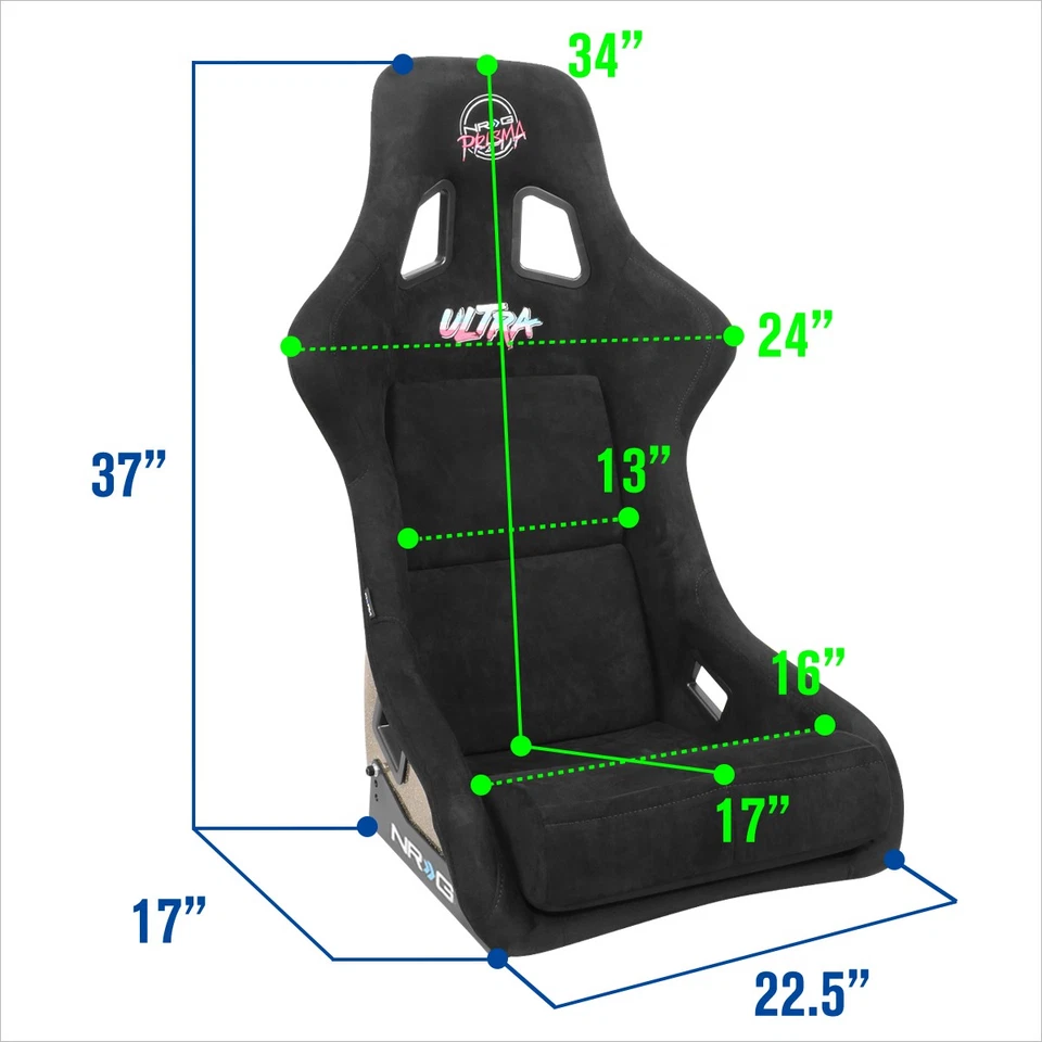 NRG FRP-304BK-ULTRA Prisma X Large Size FRP Fixed Back Racing Bucket Seat Black - Image 4 of 4