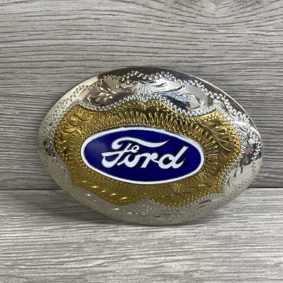Vintage Bill Dugger Hand Made Ford Car Logo Western Belt Buckle 1991 - Image 2 of 4
