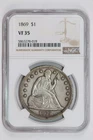 1869 SEATED LIBERTY DOLLAR NGC VF35