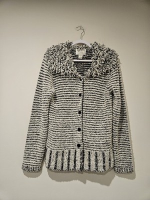 Side Effects Women's Textured Cardigan, Size Small, Black And White