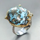 Fine Art 34 ct+ Natural Turquoise Ring 925 Sterling Silver Size 8 /R456818