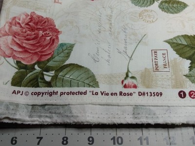 Gorgeous APJ Cotton Fabric Roses Paris Eiffel Tower La Vie en Rose D313509 BTY