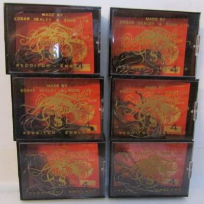 #ad #ad Sealey#x27;s Octopus #4 fish hooks box of 10 hooks lot of 6 boxes vintage England $12.95