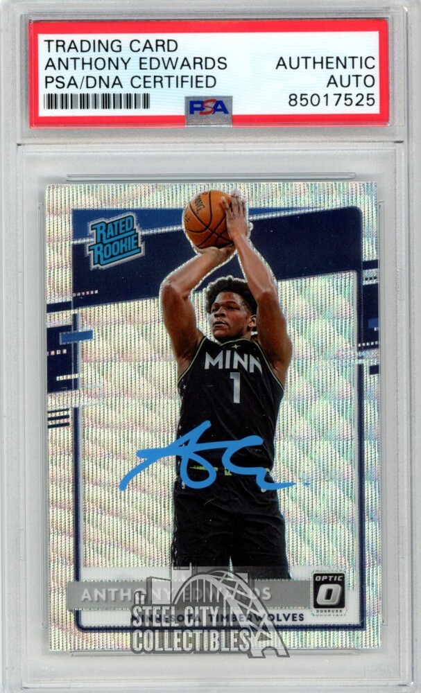 Anthony Edwards 2020-21 Optic Rated Rookie Fanatics Auto #151 PSA/DNA Light Blue 