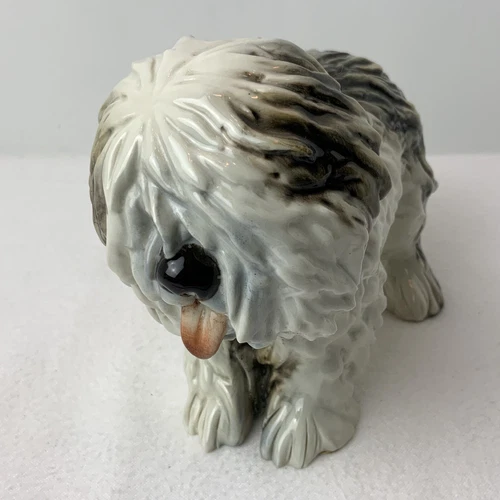 VTG Guido Cacciaputoti Old English Sheep Dog Figurine Signed & Original Stickers