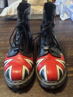 Dr. Martens 1460 Men's Black Leather British Flag-Made in England
