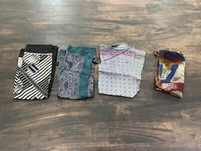 Lot of 4 Unbranded Silk Multicolor Design Pocket Handkerchiefs R4 