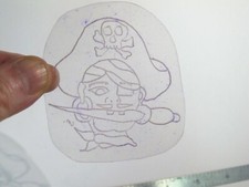 vtg 1960s 70s Tattoo Flash acetate stencil Pirate with Dagger v2 SK2