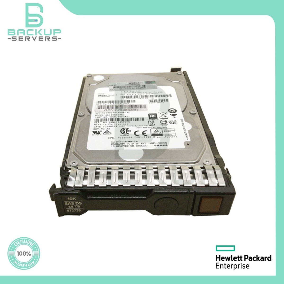 872481-B21 HP G8-G10 1.8TB 12Gbps 10K 2.5