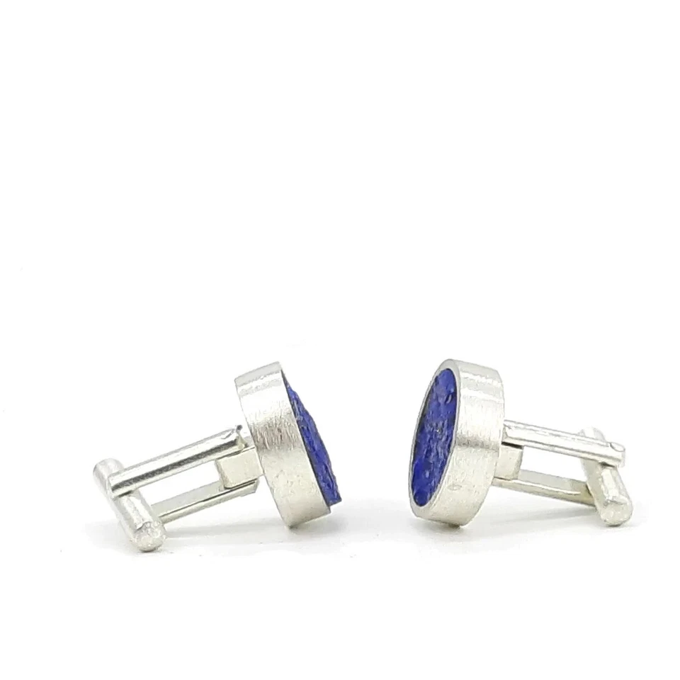 Natürlich Lapislazuli Edelstein 925 Sterling Silber Manschettenknöpfe Für - Bild 3 von 4