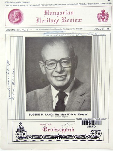 Hungarian Heritage Review August 1987 & April 1986 - Eugene Lang, Medal of Honor - Imagen 2 de 4