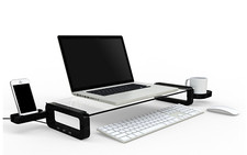 Sunnone UBOARD SMART - Tempered Glass Monitor Stand Shelf Built-in 3 x USB 2.0