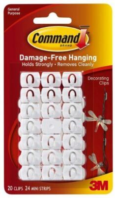 3 Packungen 3m Command Dekorationsclips weiß #17026, 60 Clips, 72 Mini Streifen