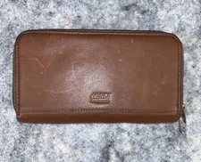 Mundi Genuine Leather Women's Wallet Clutch Brown Multi Compartments Zip Around