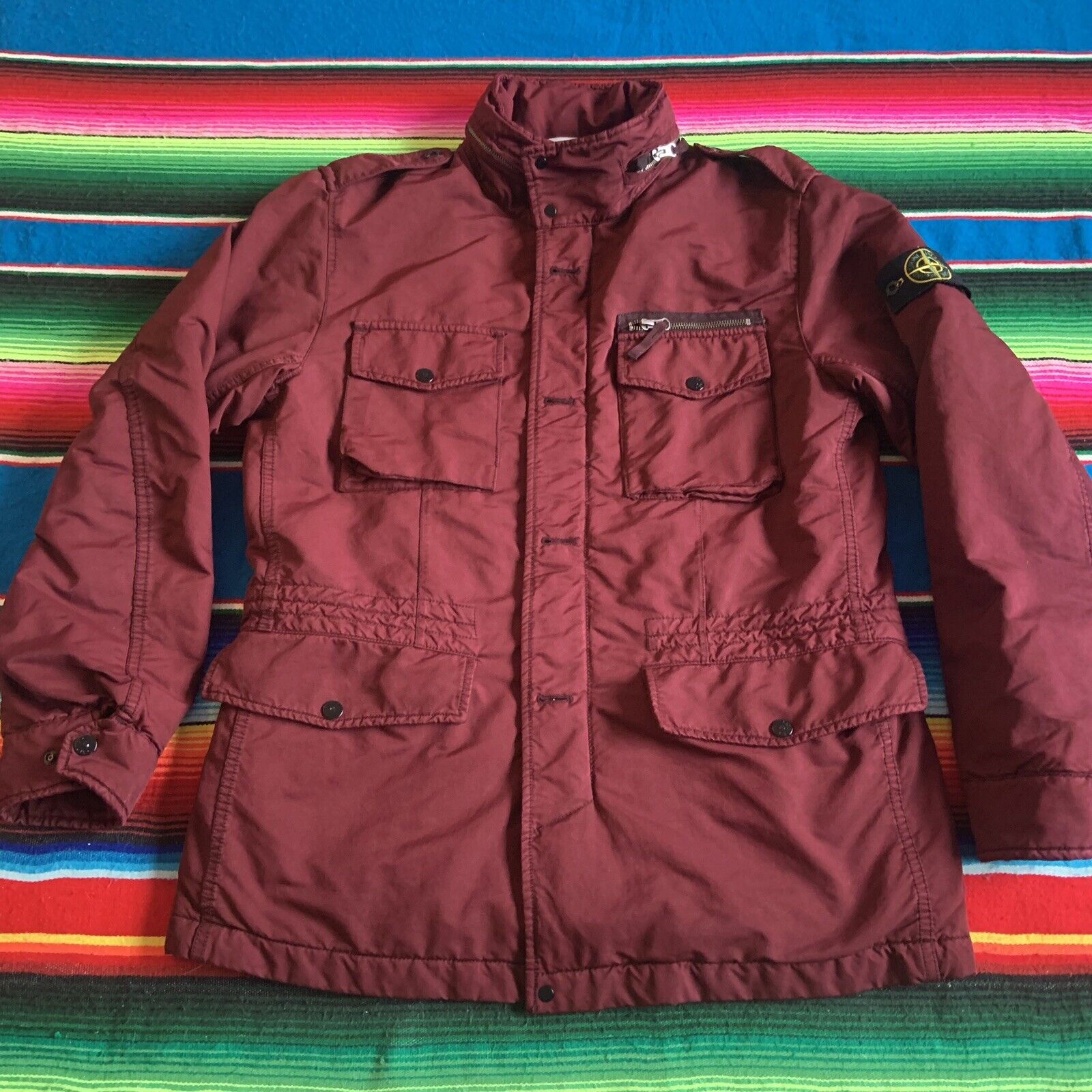 Stone Island Mens David TC Jacket with Hood Size Medium burgundy