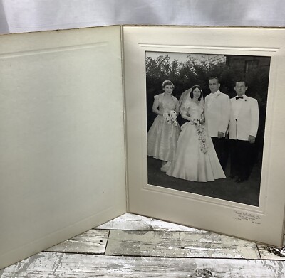 Vintage Black White Wedding  Photo 8x10 Cardboard Frame New Jersey Bride