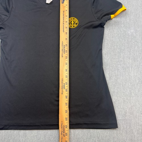 Vintage Gold's Gym Shirt Mens Small Black Yellow Stretch V Neck Tee Workout Gym - Picture 6 of 7
