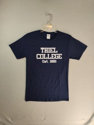 Thiel College Tomcats Shirt Adult Small Blue Short Sleeve Crewneck Pullover