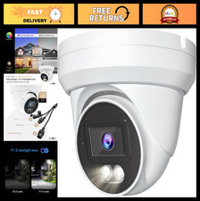 4K 8MP PoE Turret Dome IP Camera with Microphone, Night Vision, Weatherproof, 24