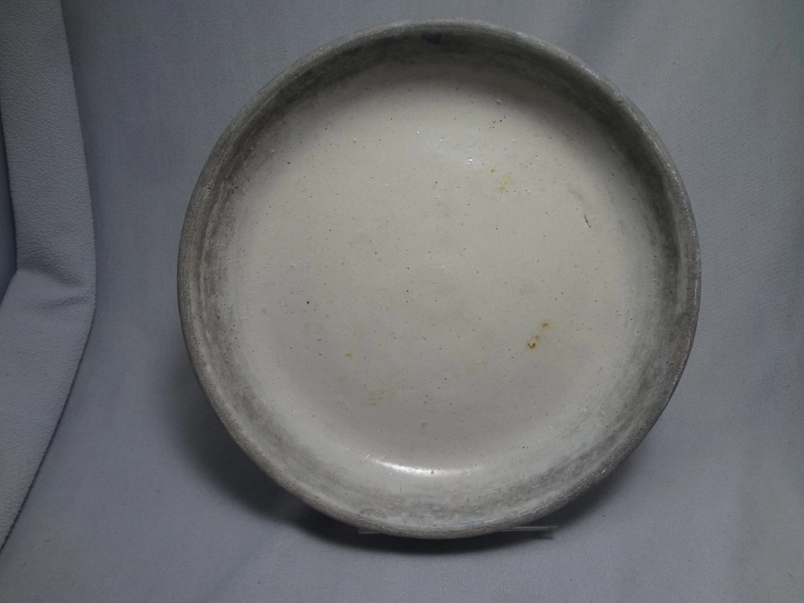 Antique Stoneware Pie Plate Blue & White Star