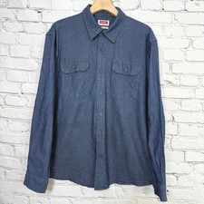 Wrangler Mens 2XL Blue Denim Long Sleeve Button Down Flex Comfort Shirt