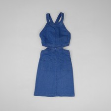 Stella McCartney Dress Denim Cut Out Dress Blue Cotton Open Waist | UK 6 IT 38