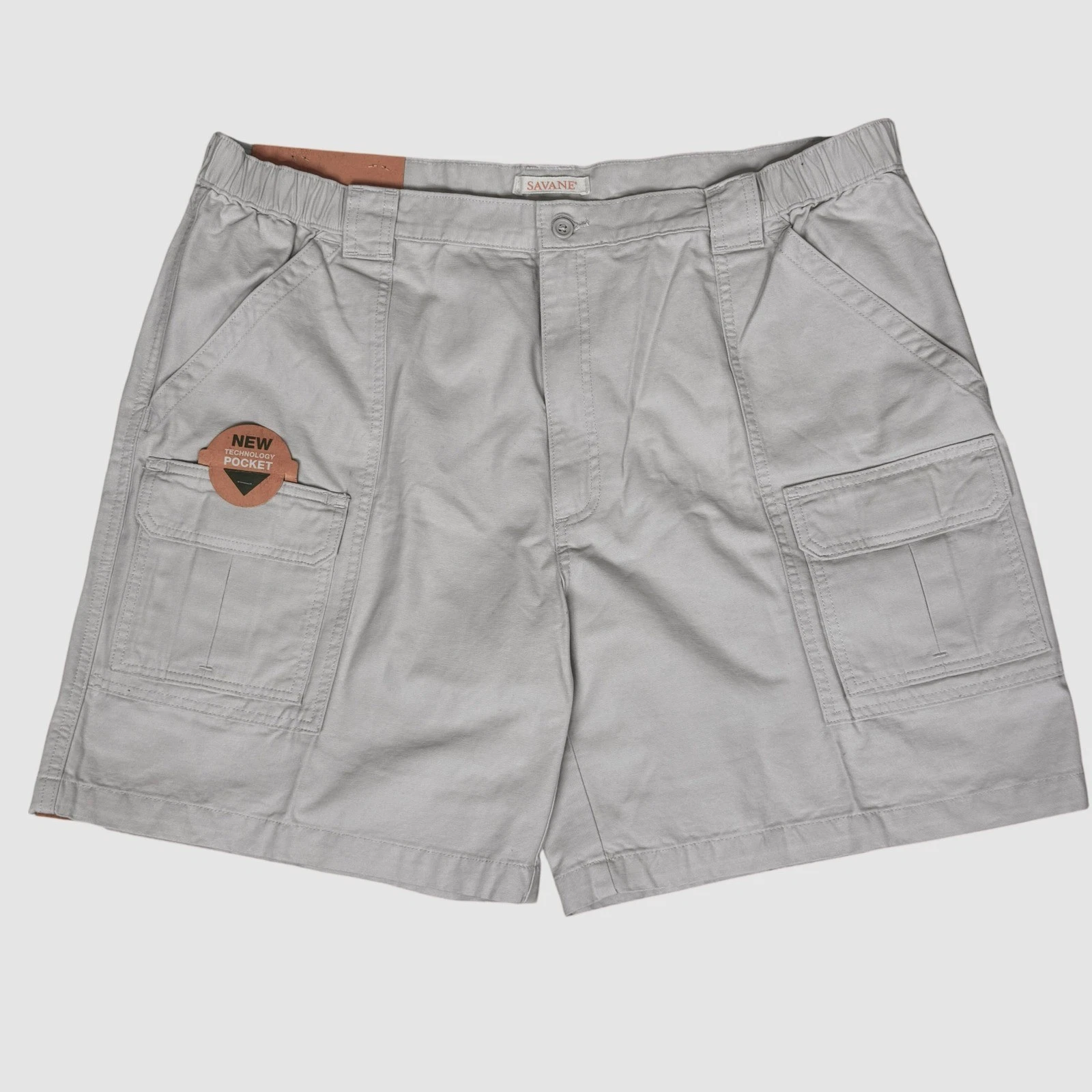 Savane Hiking Shorts Mens 42 Stone Beige NWT Cargo Tech Pocket Cotton Canvas