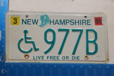 New Hampshire NH License Plate Tag 1989 89 Handicapped Wheelchair