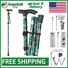 Portable Floral Folding Cane with Adjustable Height Wrist Strap for Comfort