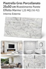 Gres Porcellanato 25 x 50 Prima Scelta Effetto Pietra Marmo Grigio 10 Pz 1,25 Mq