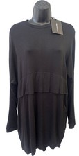 PrettyLittleThing Black Long Sleeve Layer Jersey T-Shirt Dress Women's Size [TN]