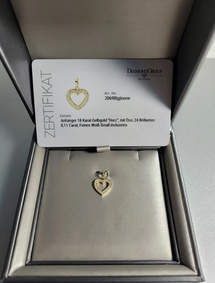 Halskette Herz Anhänger 18 Karat Gold, 24 Brillanten, UVP 429€ - Bild 2 von 4