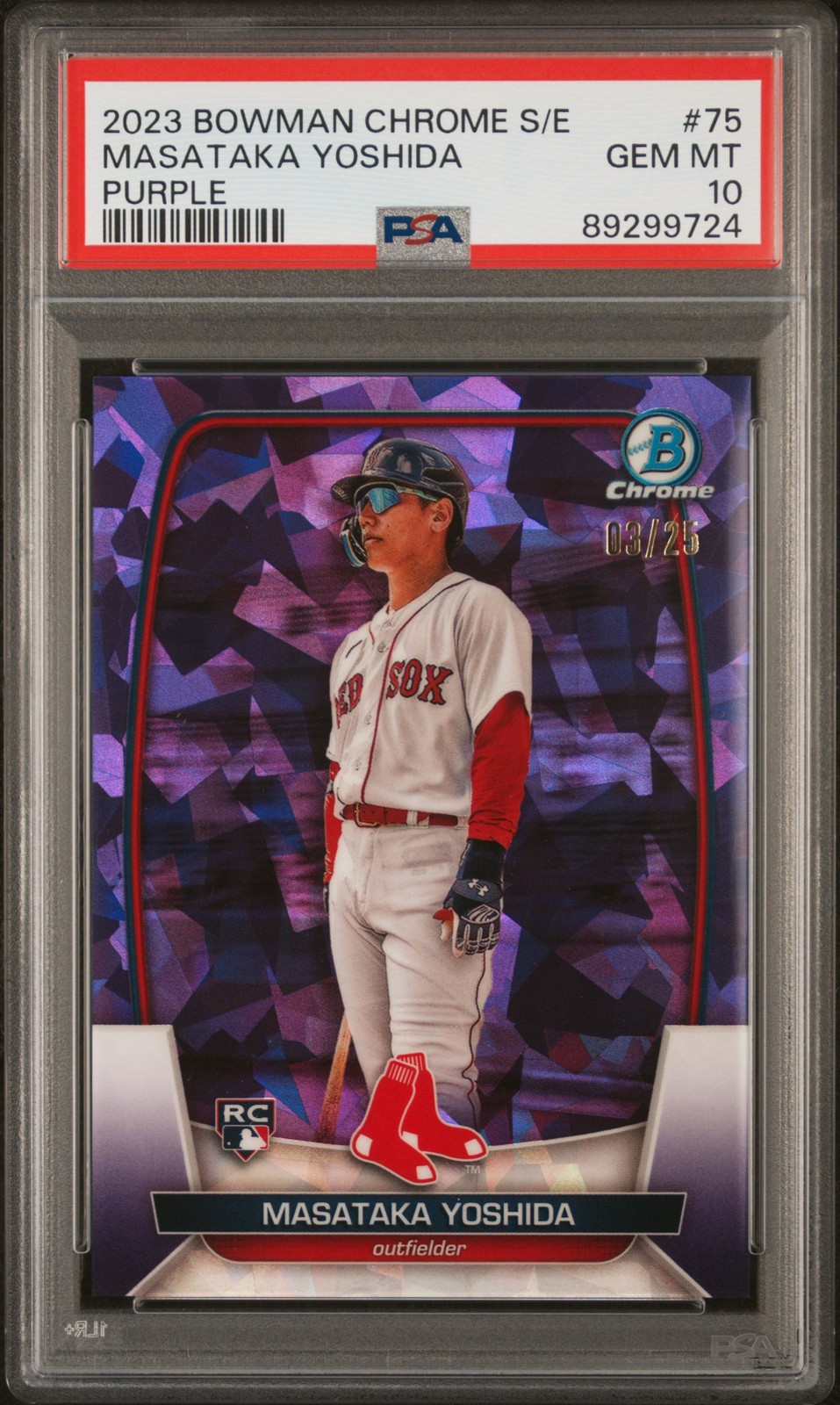 2023 Bowman Chrome Sapphire Edition Masataka Yoshida #75 Purple 03/25 PSA 10