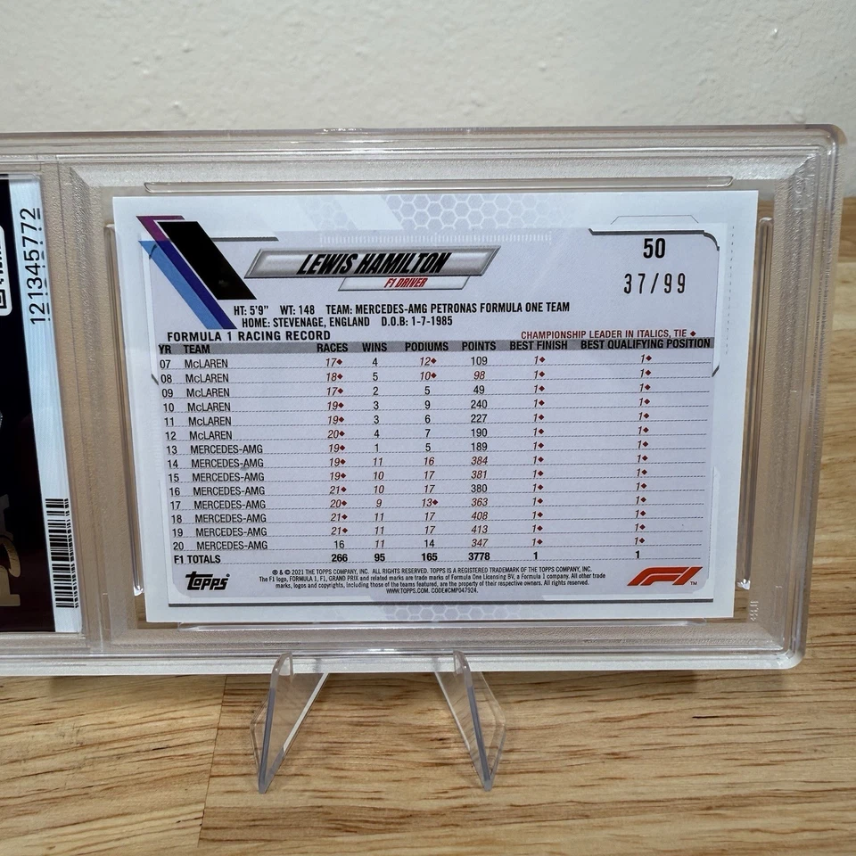 2021 Topps Formula 1 Lewis Hamilton Blue #50 /99 PSA 8.5 NM-MT+ Rare SP Parallel - Image 4 of 4