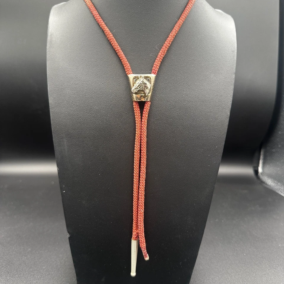 Collar de corbata bolo calavera caballo occidental vintage estilo retro 32"" Foto 2 de 4